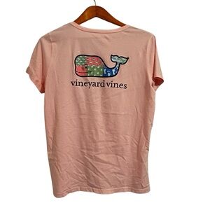 Vineyard Vines Pink Tee with Patchwork Whale Fill pattern size L